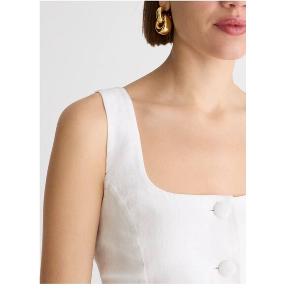 J. Crew Scoopneck Linen Vest Size 4 White NEW Coastal Preppy Nautical Casual - Picture 6 of 11